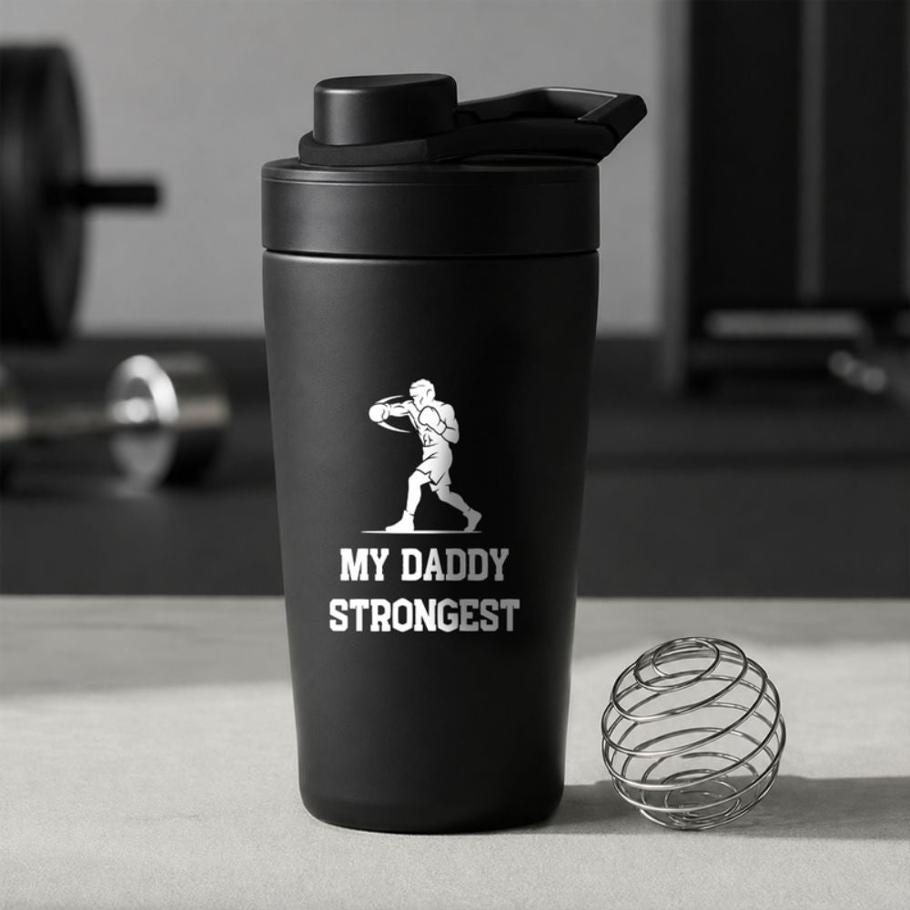 Gym Shaker for Dad | Custom Designer Black Protein Bottle for Father's Day