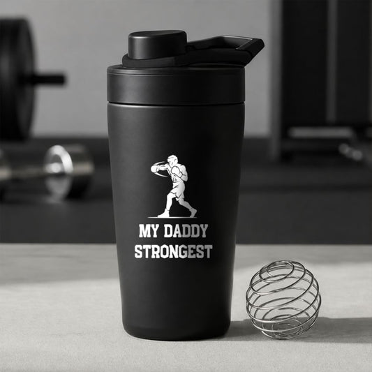 Gym Shaker for Dad | Custom Designer Black Protein Bottle for Father's Day