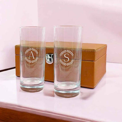 Personalized Mojito Glassware Engraved with Initial - Alcohol Glasses