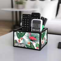 Cool Remote Control Holder For TV / AC Remotes -  White Hibiscus Leaves With Flamingo