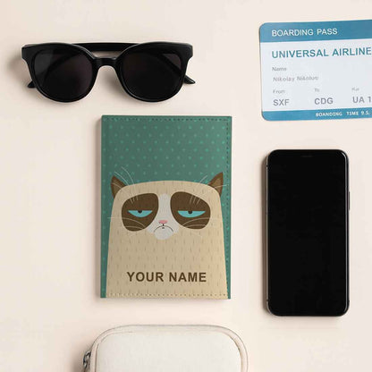 Cute Customized Passport Cover -  Grumping Cat