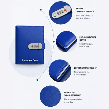 Nutcase Lock Personal Diary with Logo and Name-Combination Lock Faux Leather Diary