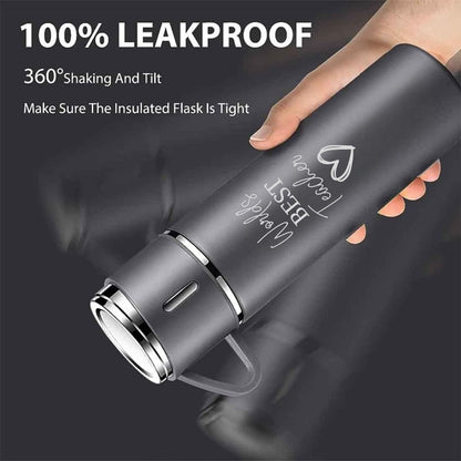 Coffee Flask 500ml Stainless Steel Thermos with 3 Cups-Perfect Teacher Day Gift