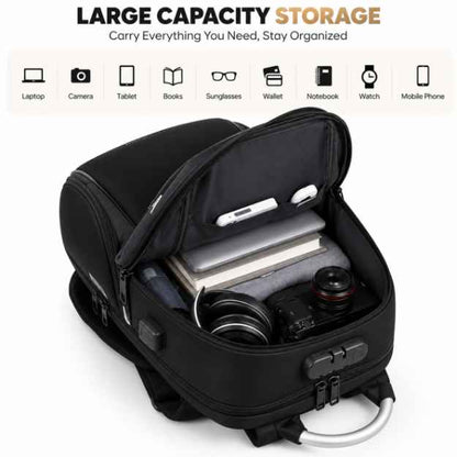  Large capacity laptop backpack with lock for organized storage and travel,