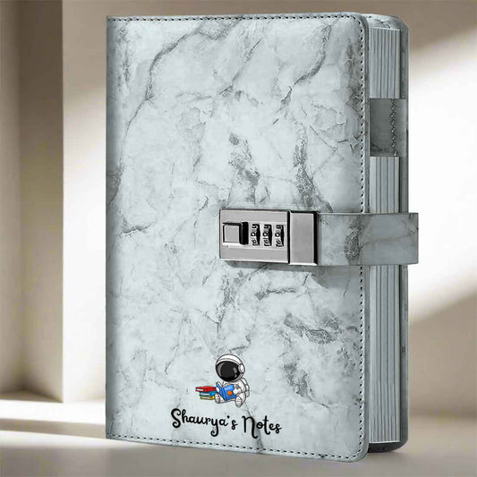 Personalized Diary for Students with Password Lock Marble Design Diaries with Pen - Astronaut