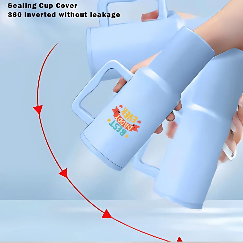 Father’s Day Mug for Dad-1200ml Insulated Coffee Tumbler with Straw & Lid - Best Dad Ever