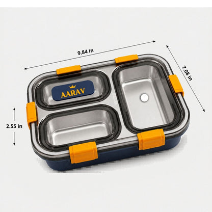 Personalized Kids Stainless Steel Lunch Box – 3-Compartment Leak-Proof