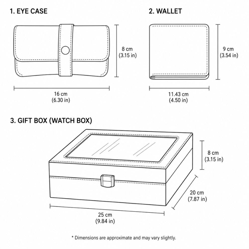 Father's Day Gift Hamper | Includes 10 slot watch box, Men’s Wallet, Sunglass Case and Black Pen