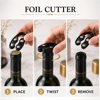 Wine Set Opener Personalized Wine Decanter Gift Set - 5 piece Stainless Steel Wine Tools Kit in Wine Bottle Shaped Case