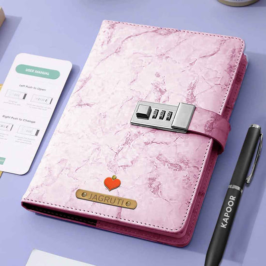 Customized Diaries with Password Lock and Charms - Premium PU Leather Diaries with Pen