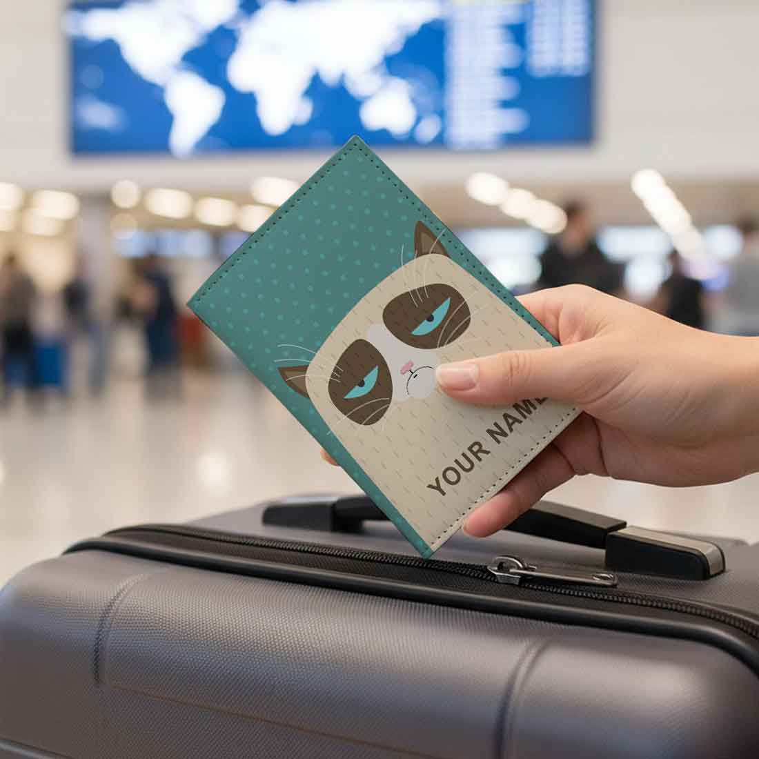 Cute Customized Passport Cover -  Grumping Cat
