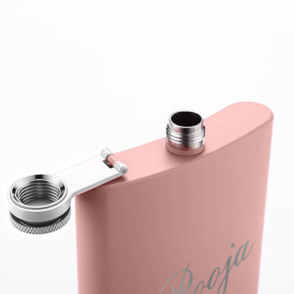 Custom Ladies Hip Flask with Funnel Stainless Steel Pink Whiskey Flask with Name