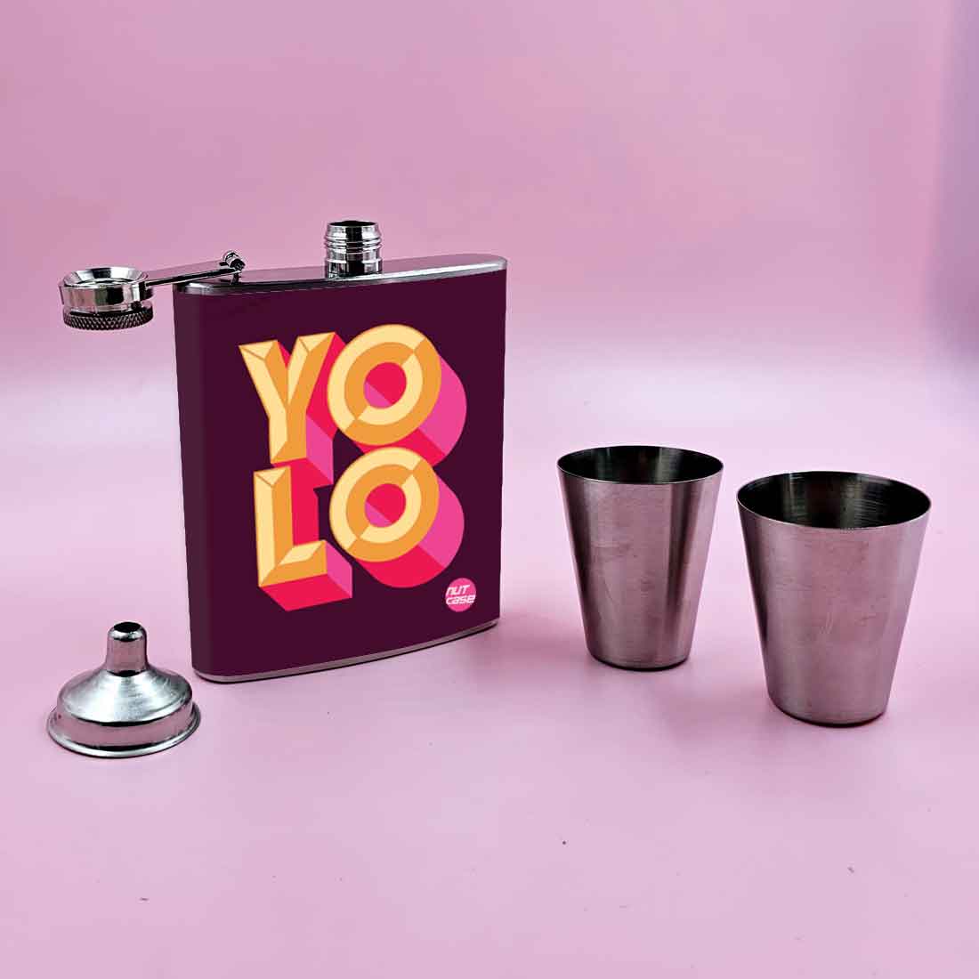 Nutcase Whiskey Pocket Flask with 2 Shot Glasses | Nutcase India