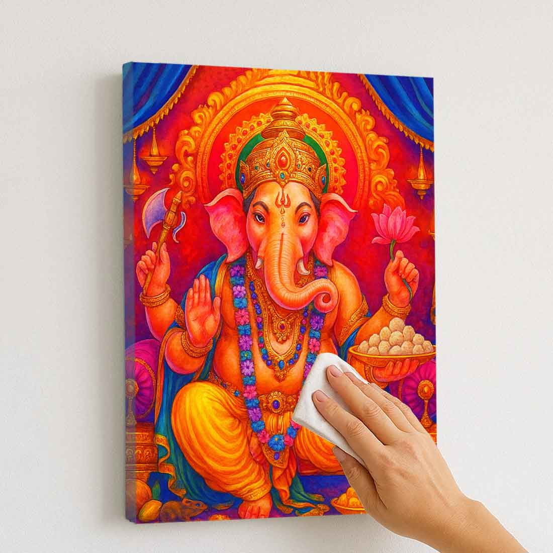 Lord Ganesh Photo Frame with Glowing LED Backlight, HD Print– Ideal for Home Temple, Décor, or Gifting