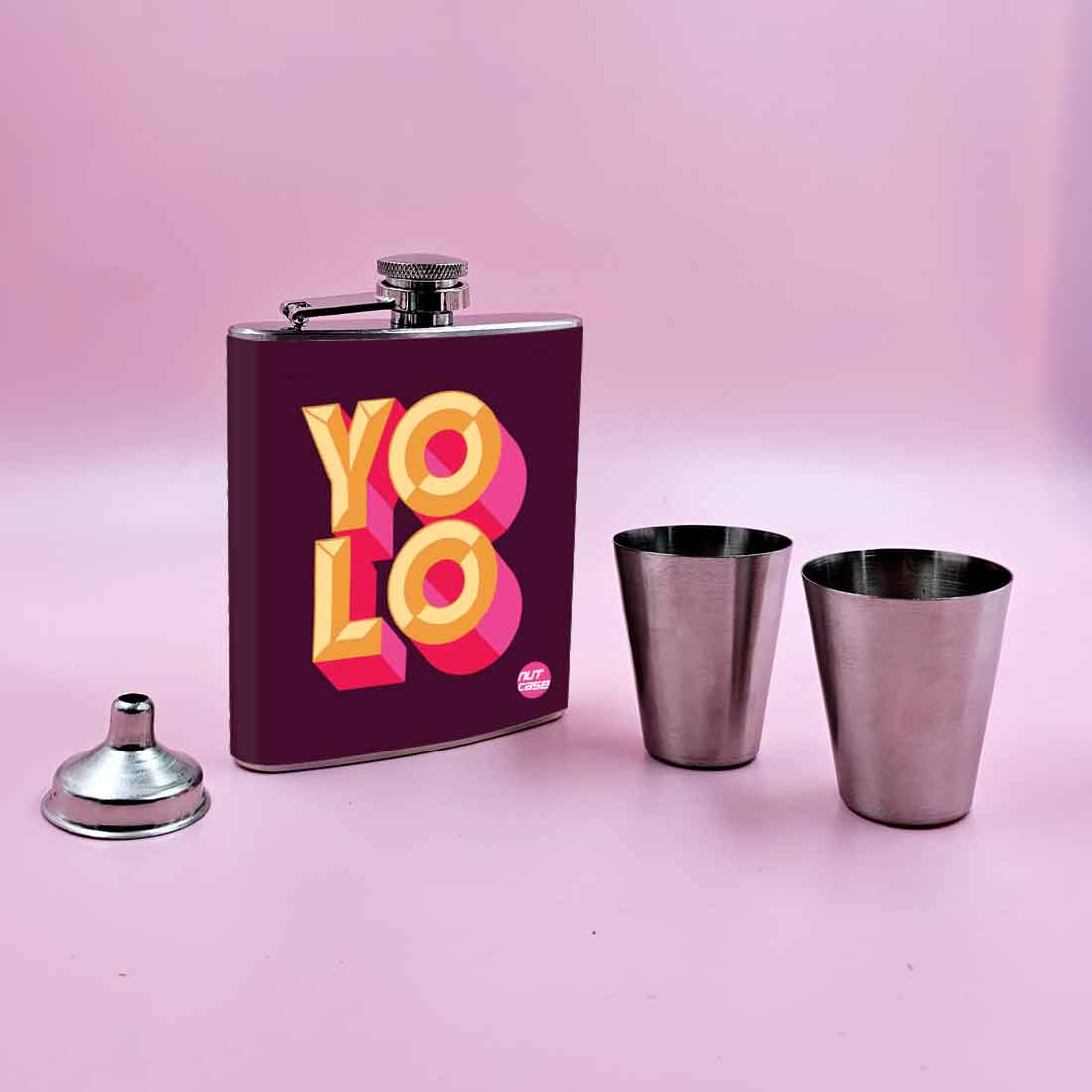Nutcase Whiskey Pocket Flask with 2 Shot Glasses | Nutcase India