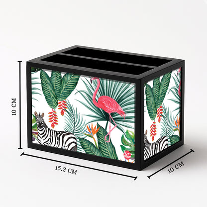 Cool Remote Control Holder For TV / AC Remotes -  White Hibiscus Leaves With Flamingo