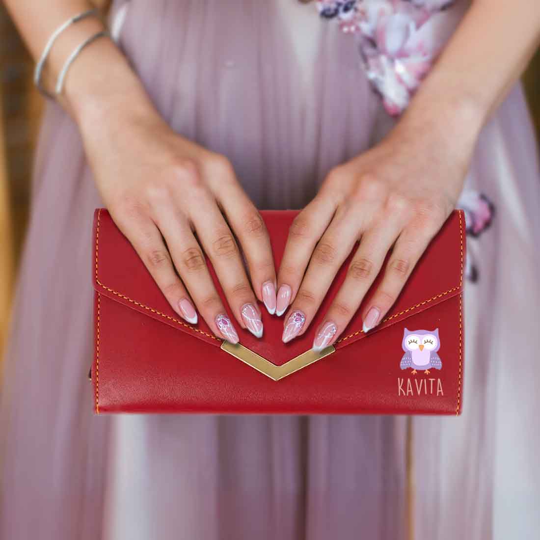 Customized Ladies Purse with Name - Faux Leather Clutch Purses for Women