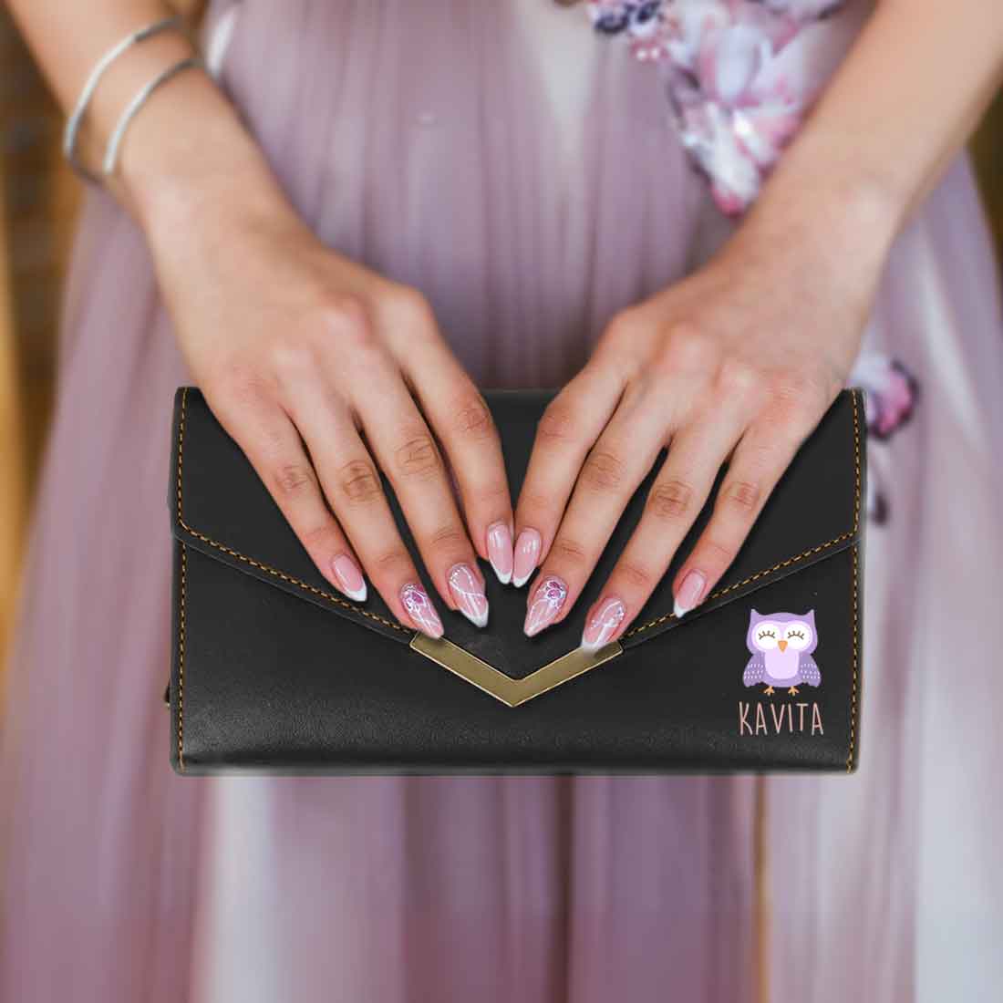 Customized Ladies Purse with Name - Faux Leather Clutch Purses for Women