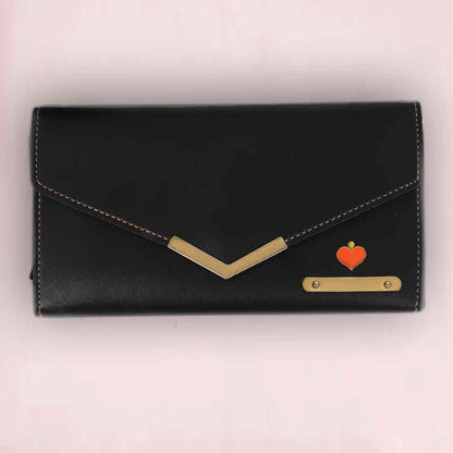 Womens Personalised Wallet with Charms - Faux Leather Clutch Purses for Ladies