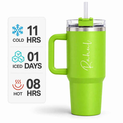 Personalized 1200ml Tumbler Large Insulated Travel Mug-Stainless Steel Vacuum Cups with Handle, Straw Lid