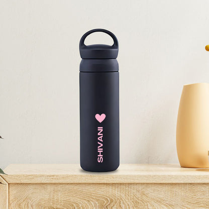 Stainless Steel Drink Bottle Personalised with Name - Insulated Water Bottle 500ml - Heart