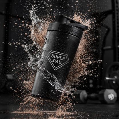 Gym Shaker for Dad | Custom Designer Black Protein Bottle for Father's Day