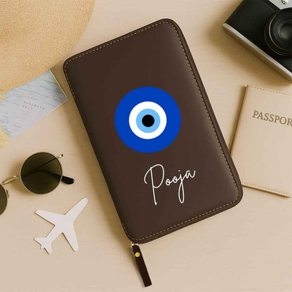 Passport Wallet with Name Faux Leather Travel Organizer Wallet & Luggage Tag Set