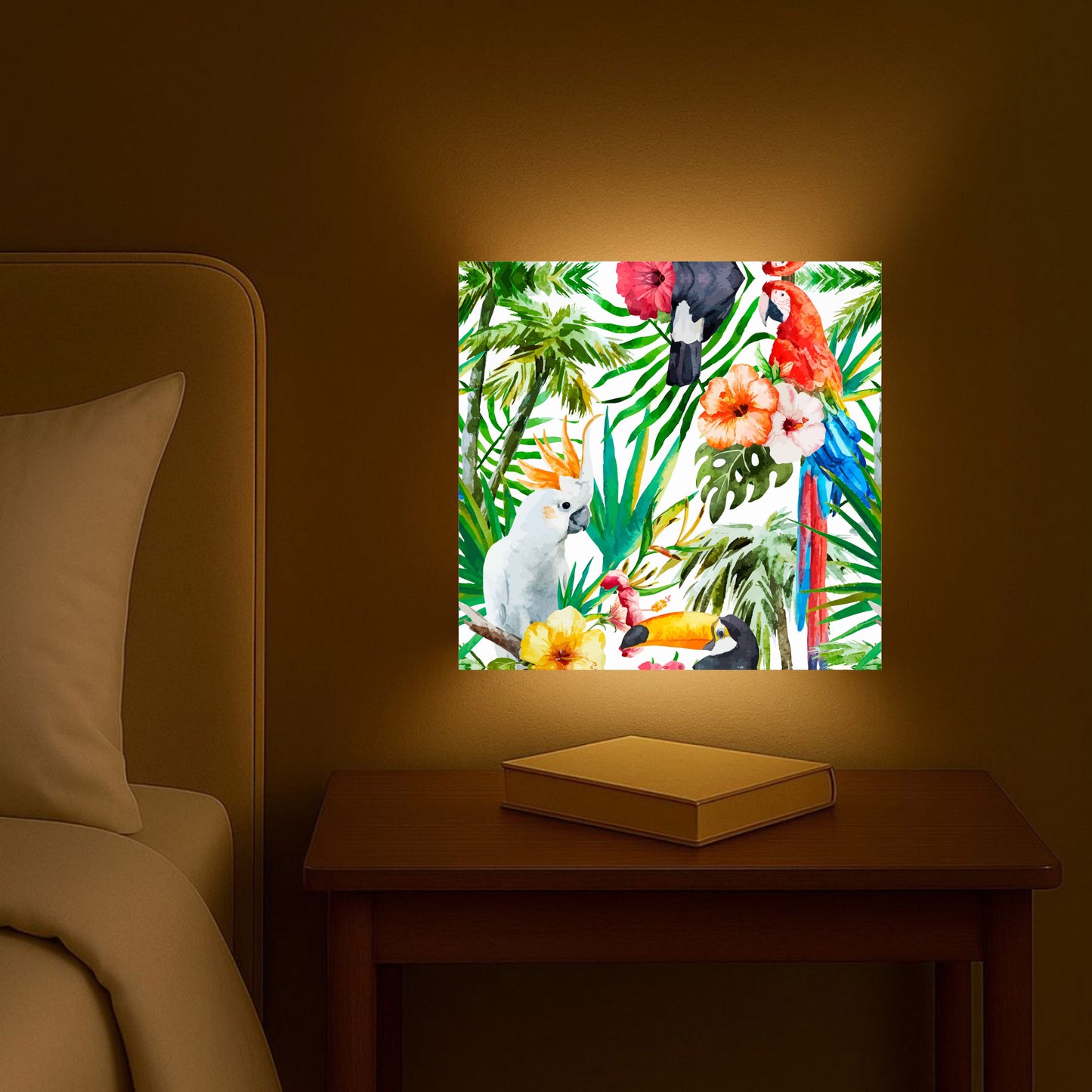Kids Room Wall Lamp - White & Red Parrot