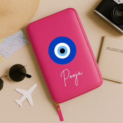 Passport Wallet with Name Faux Leather Travel Organizer Wallet & Luggage Tag Set