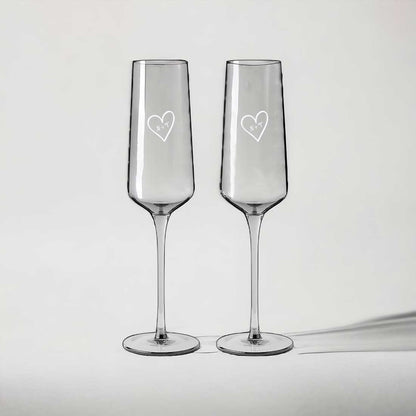 Champagne Flutes with Engraving Initial For Couple - Custom Premium Champagne Flutes