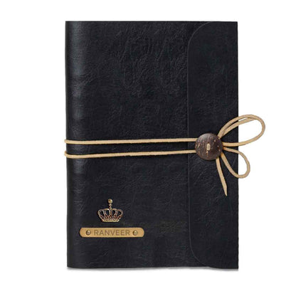 Personalized Diary with Name and Charms - Premium PU Leather Diaries and Black Pen