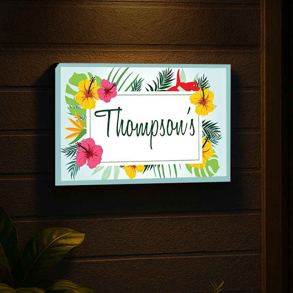 Customized House Name Plate with Light - Designer LED Name Board Shoeflowers