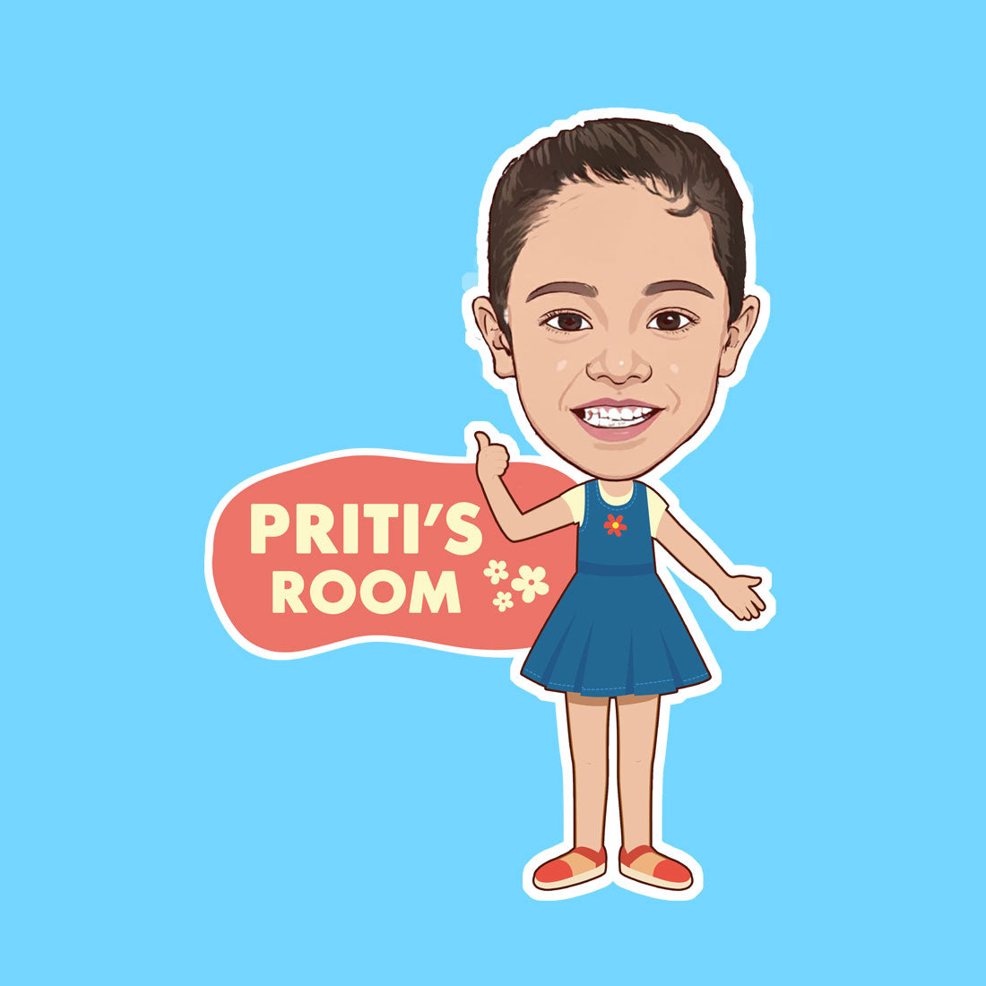 Caricature Name Plate for Kids Bedroom - Personalized Name Board for Girls and Boys