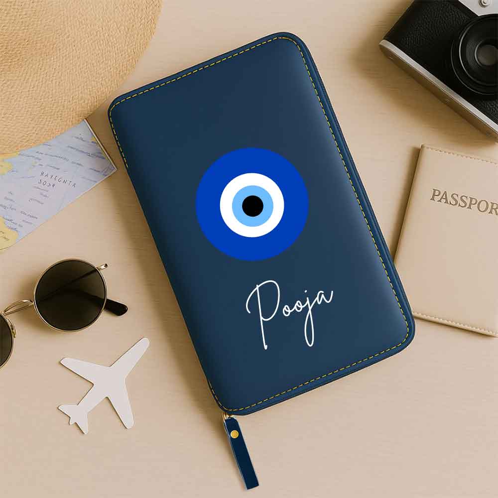 Passport Wallet with Name Faux Leather Travel Organizer Wallet & Luggage Tag Set