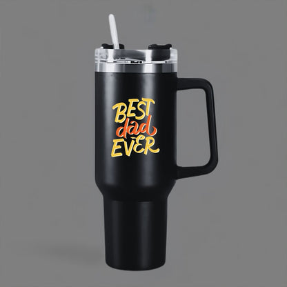 Father’s Day Mug for Dad-1200ml Insulated Coffee Tumbler with Straw & Lid - Best Dad Ever