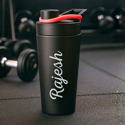 Personalised Gym Shaker Bottle for Protein Shakes Stainless Steel Mixer with Whisk Ball