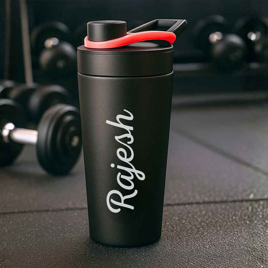 Personalised Gym Shaker Bottle for Protein Shakes Stainless Steel Mixer with Whisk Ball