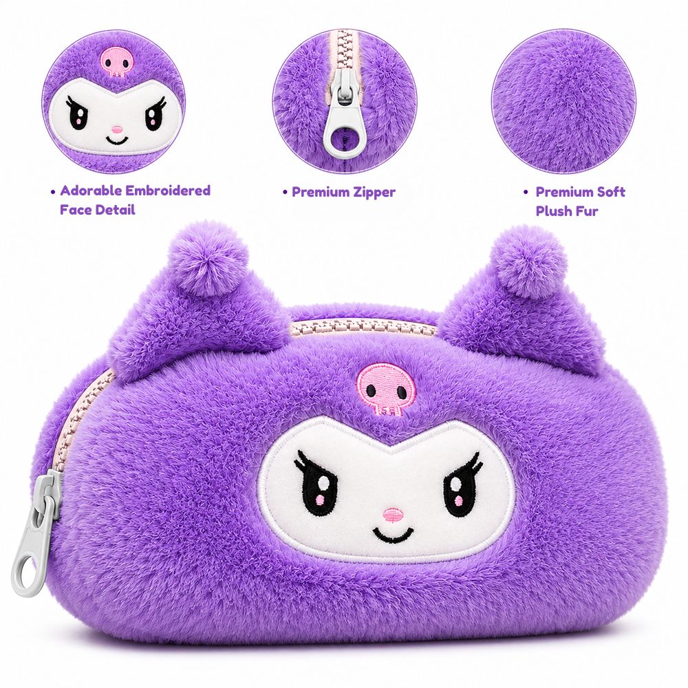 Personalised Pencil Pouch with 3D Ears & Custom Name | Birthday Gift for Kids | Plush Faux Fur