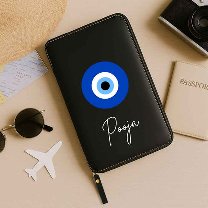 Passport Wallet with Name Faux Leather Travel Organizer Wallet & Luggage Tag Set