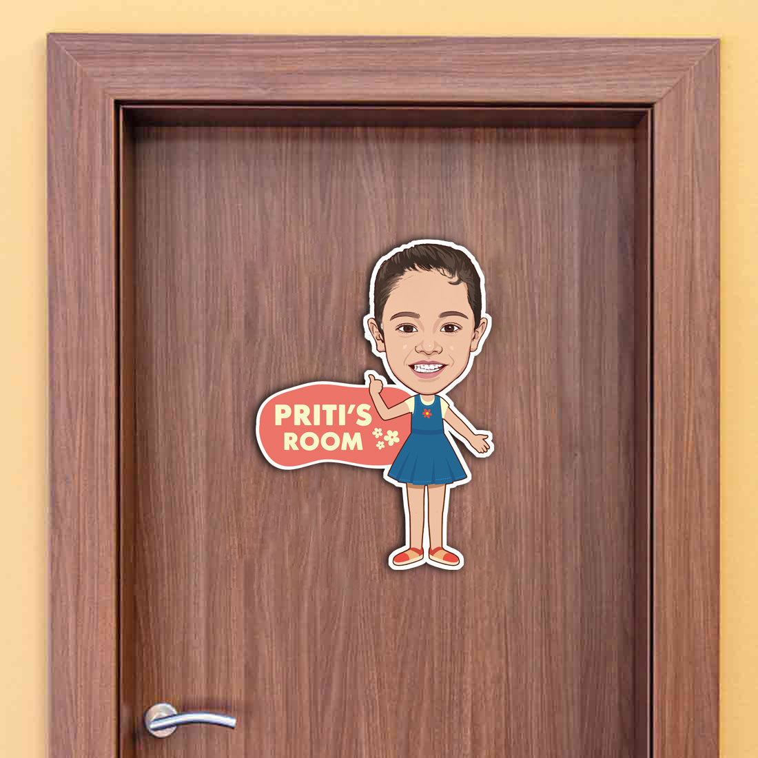 Caricature Name Plate for Kids Bedroom - Personalized Name Board for Girls and Boys