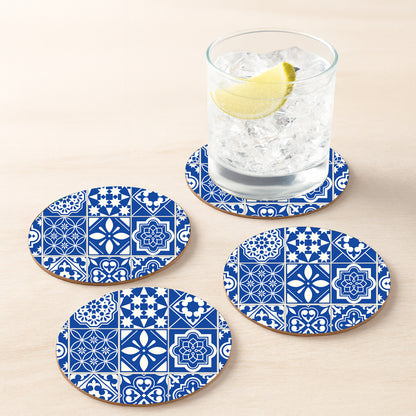 Natural Wood Round Tray with Matching Coasters & Diwali Diya Candle | Festive Gifting Set