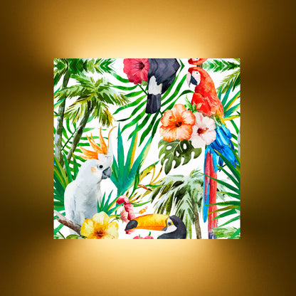 Kids Room Wall Lamp - White & Red Parrot