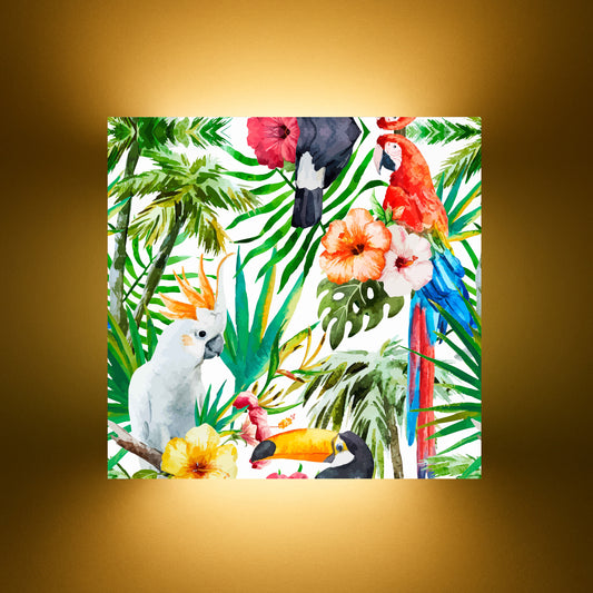 Kids Room Wall Lamp - White & Red Parrot