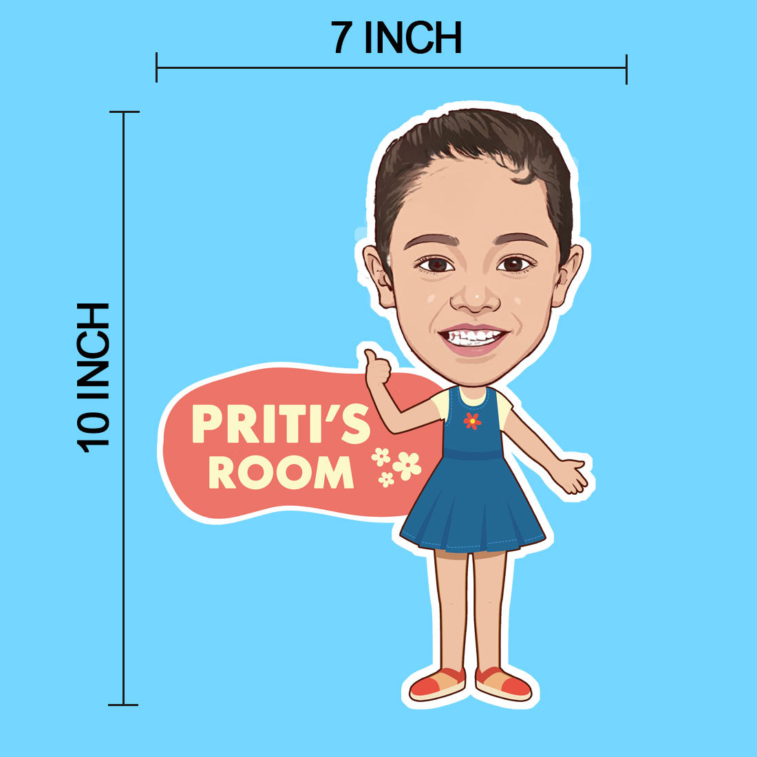 Caricature Name Plate for Kids Bedroom - Personalized Name Board for Girls and Boys