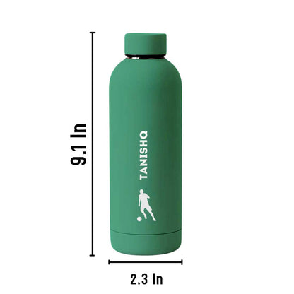 Stainless Steel Insulated Water Bottle with Name 500ML Water Bottles for Sports - BPA Free, Leakproof - Football