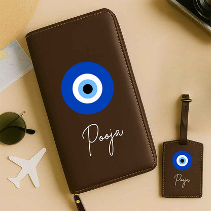 Passport Wallet with Name Faux Leather Travel Organizer Wallet & Luggage Tag Set