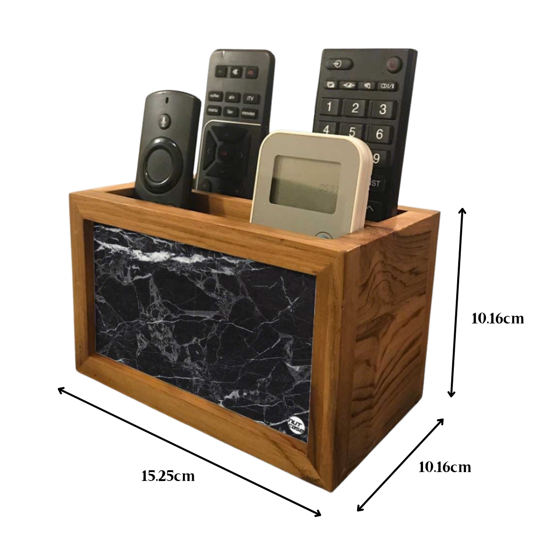 Black Remote Control Holder For TV / AC Remotes -  Marble Black