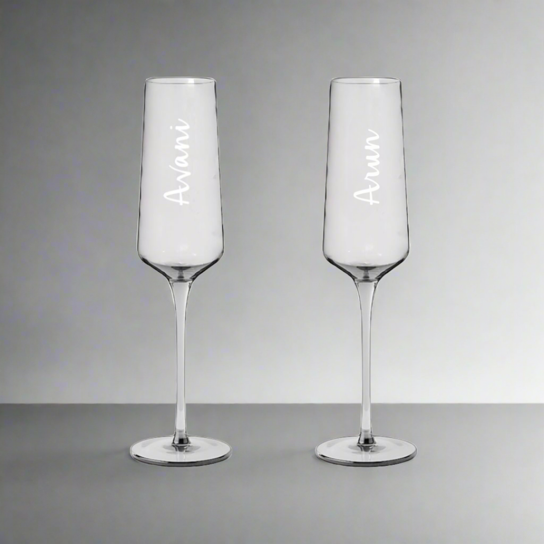 Personalized Champagne Flutes - Premium Engraved Champagne Glasses