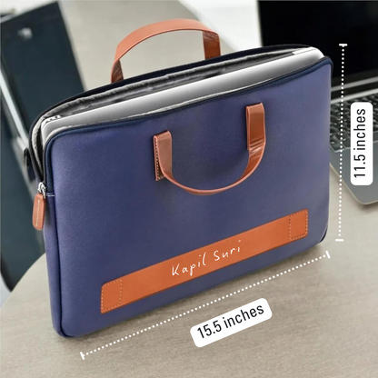 Personalized Office Laptop Bags with Name - Duo Tone Premium Laptop Carry Bag for up to 15” laptops
