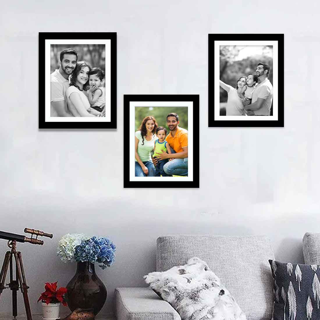 Black White Photo Frame Customized Picture Frame for Wall  8x10 Inch (Set of 3)